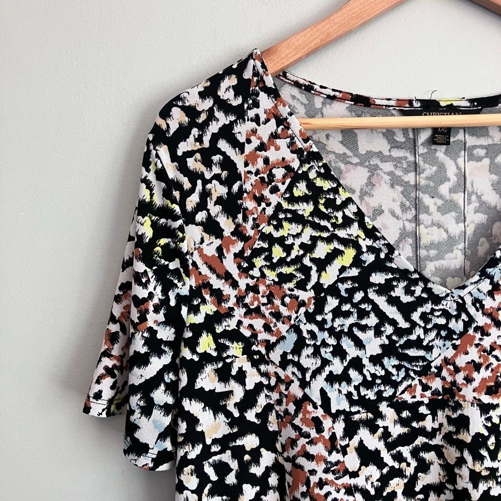 CHRISTIAN SIRIANO New York Black Animal Print Shift Dress Size L - Picture 4 of 9